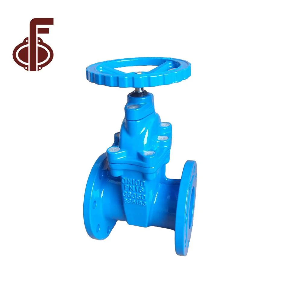 DN300 Resilient Seat Bevel Gear Handwheel Cast Ductile Iron Double Flanged DIN3352 F4 Standard Wedge Gate Valves with Nrs